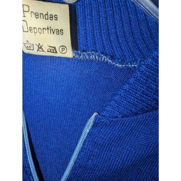 Vtg Sancheski Cycling Jersey Sz Small Blue 1/4 Zip Wool Hole at Shoulder Seam - Picture 11 of 13